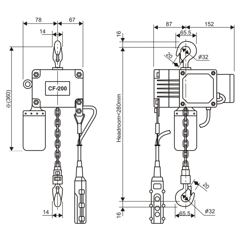 迷你型電動鍊條吊車CF-225