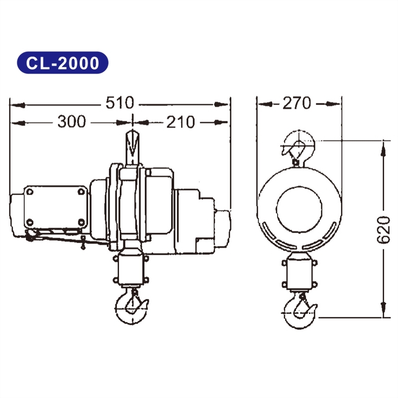 碳刷馬達鍊條吊車CL-1000.CL-2000